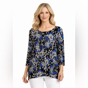 Chico's Sweater Women's Size Large Floral Paisley V-Neck Black Blue Chico's 2